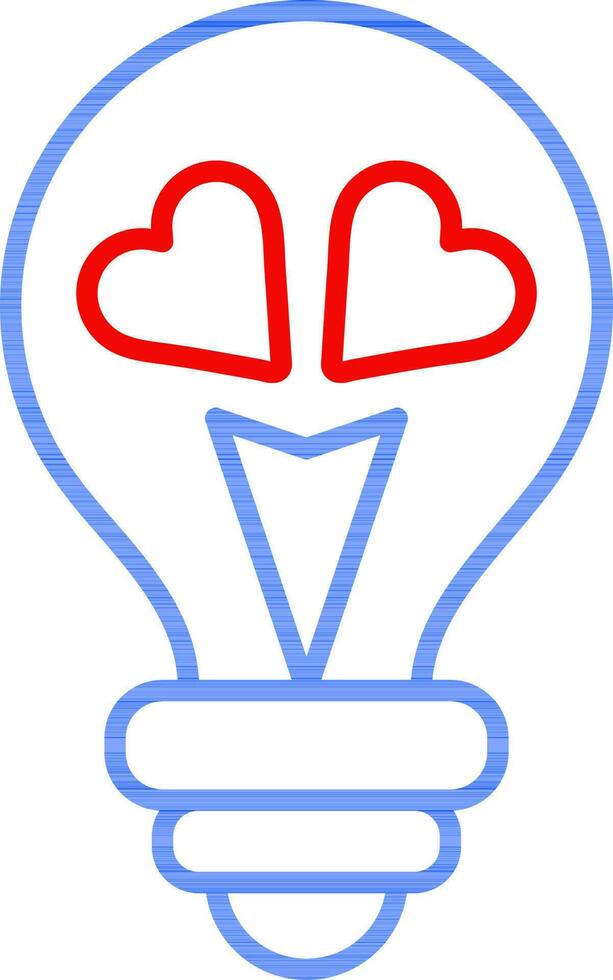 Blue and Red Line Art Hearts in light bulb icon. vector