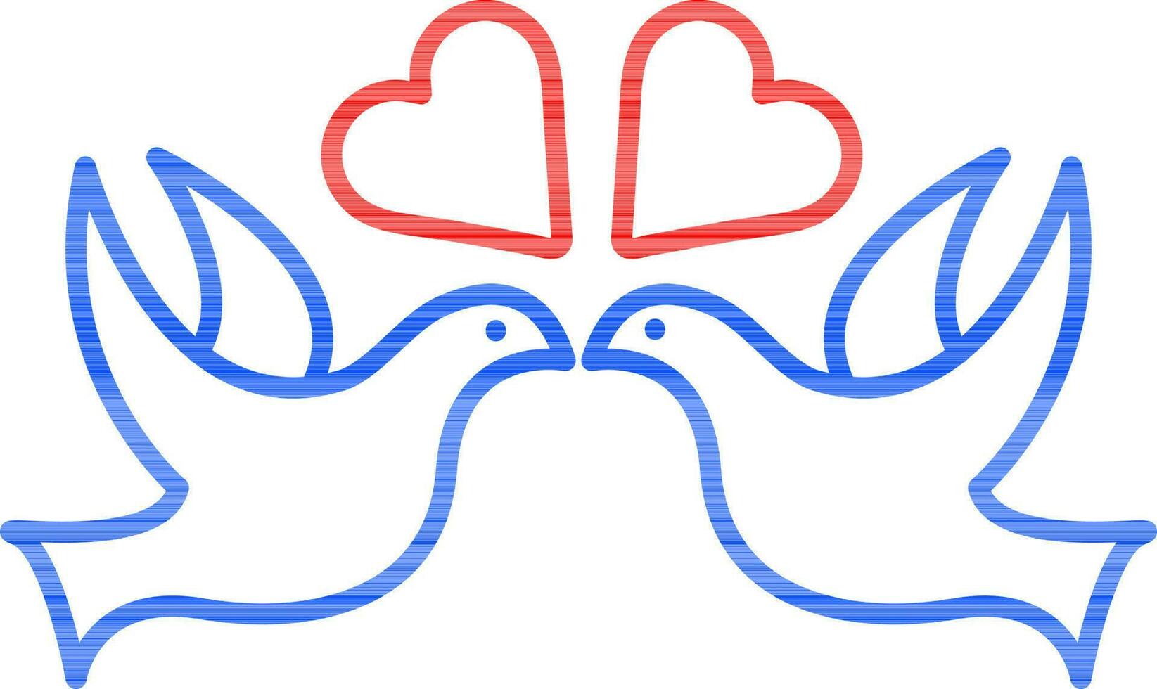 Love Bird icon in blue and red thin line. vector