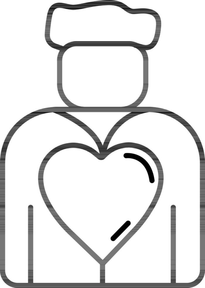 Line art illustration of Man with Heart icon. vector