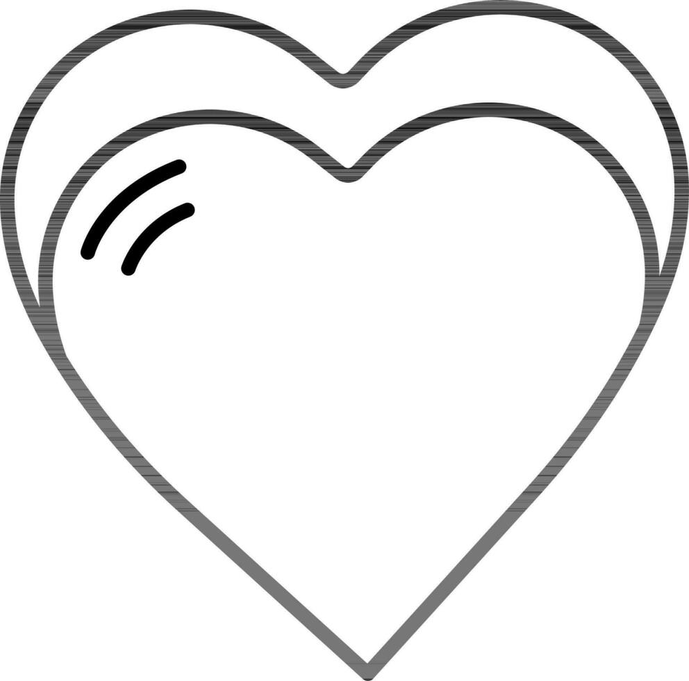 Beautiful Two Hearts icon in thin line art. vector