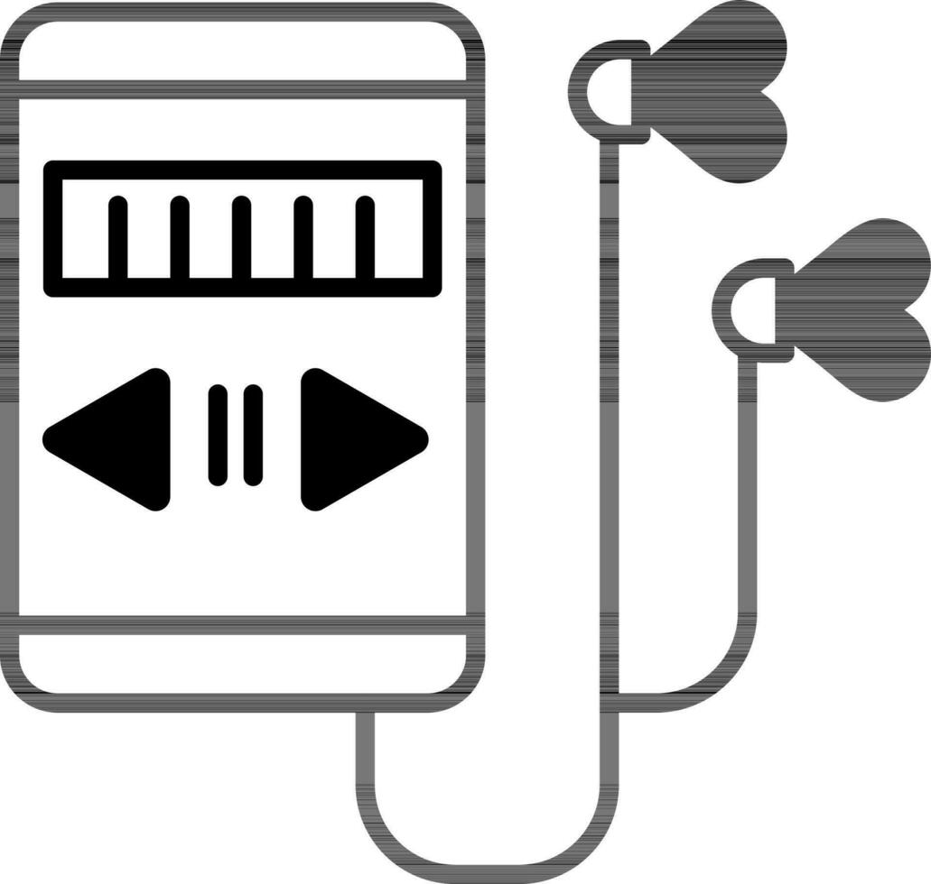 Music Player with Earphones line icon in flat style. vector