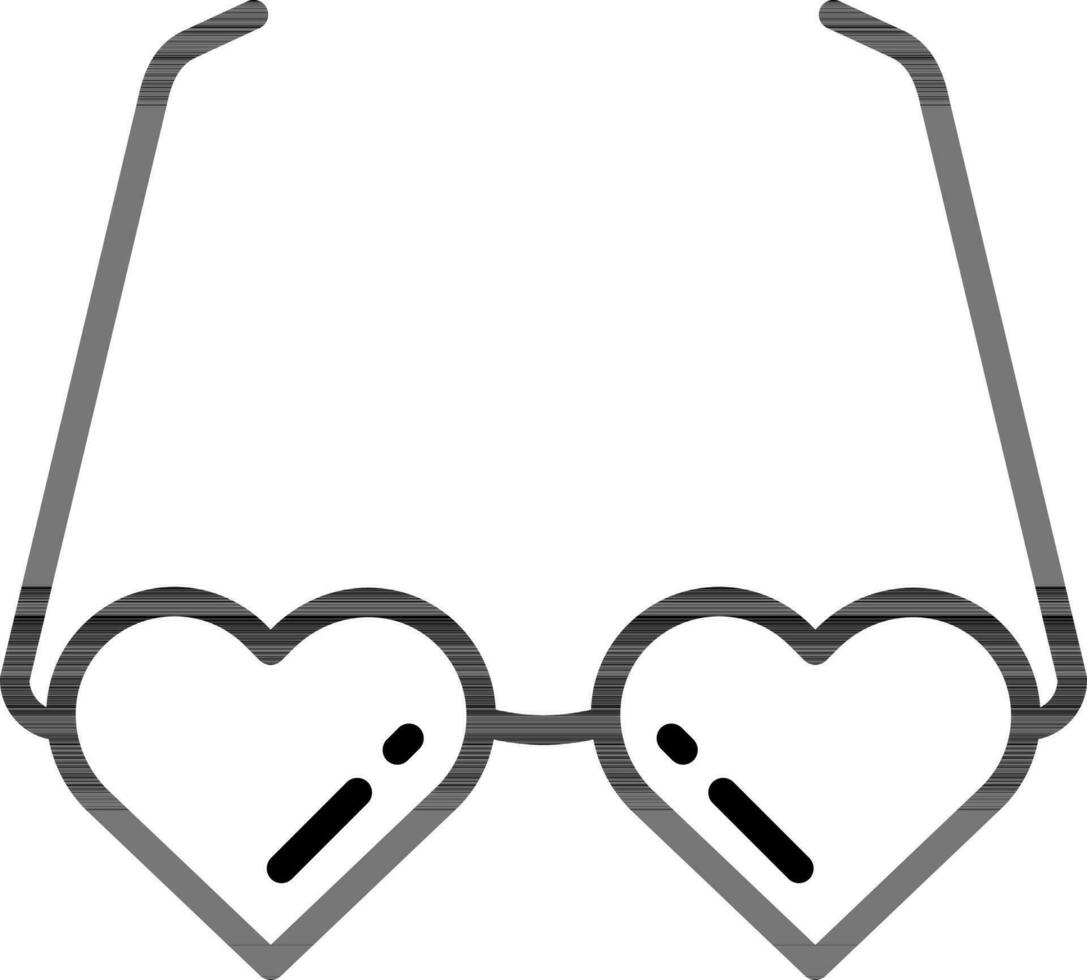 Heart shape goggles icon in black line art. vector