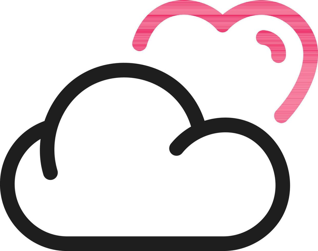 Line Art Clouds Icon in Black and Pink Color. vector