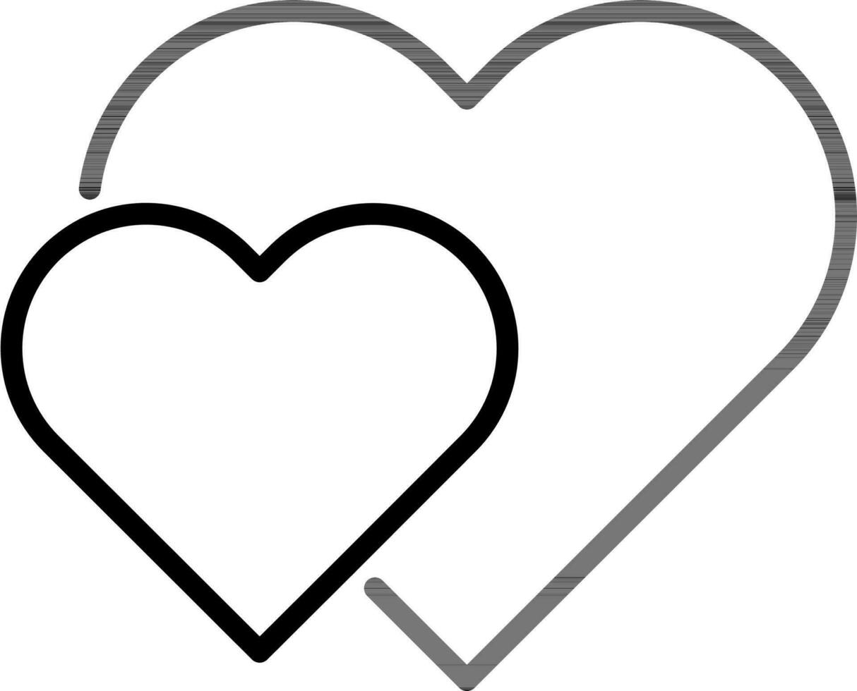 Line art hearts icon in flat style. vector