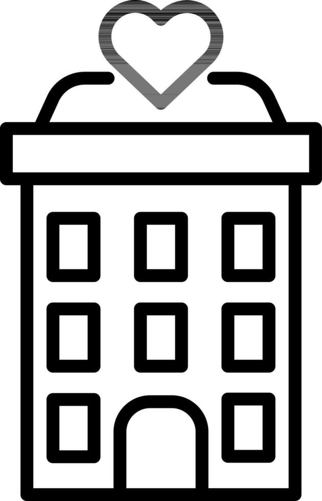 Loving building icon in thin line art. vector