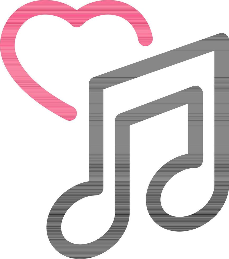 amor música línea icono en negro y rosado color. vector