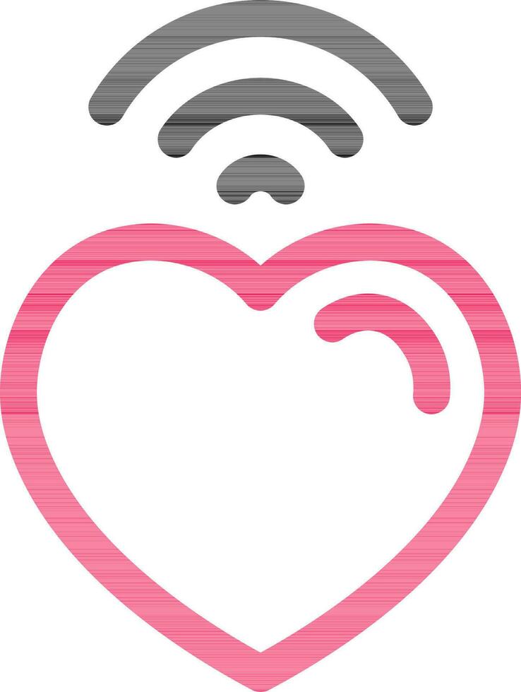 Heart Connection Icon in Pink and Black Line Art. vector