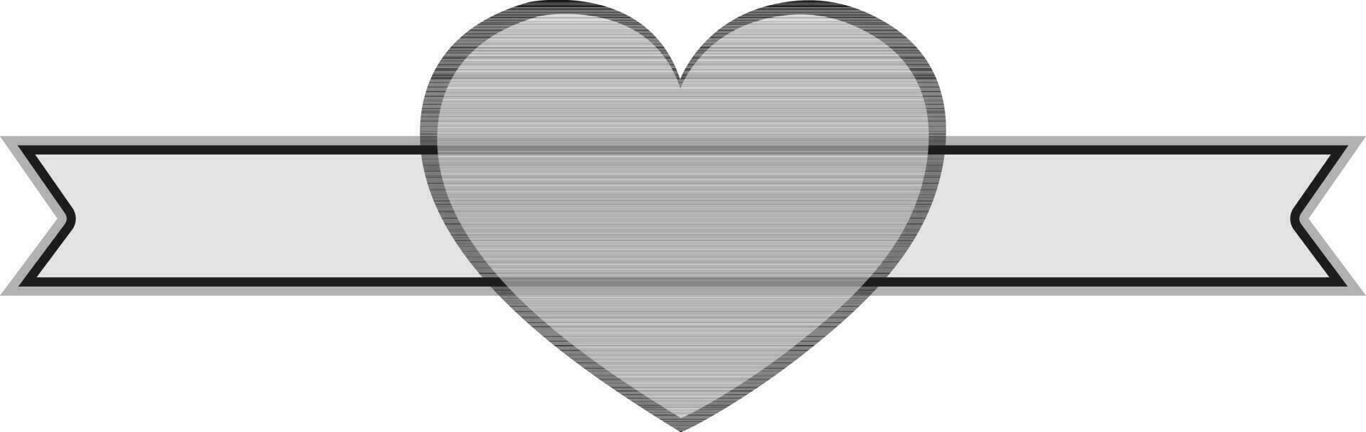Flat style heart with ribbon. vector