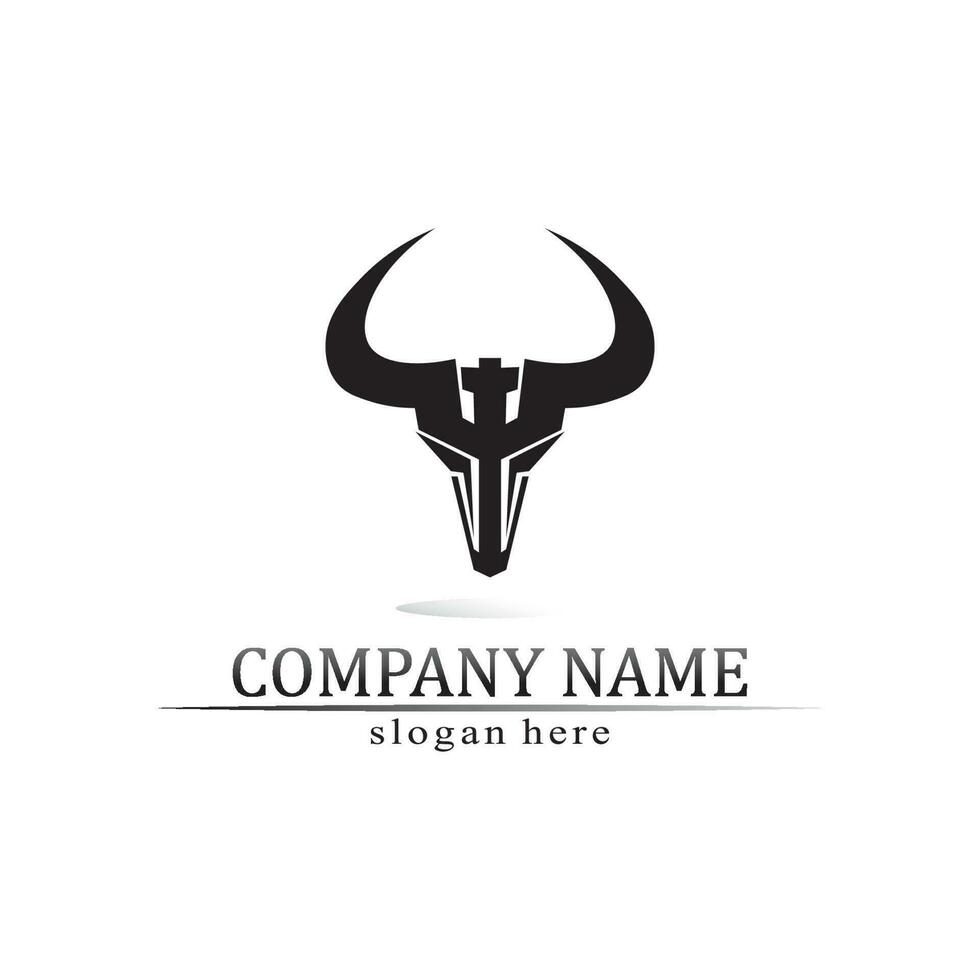 Bull horn and buffalo logo and symbols template icons app vector