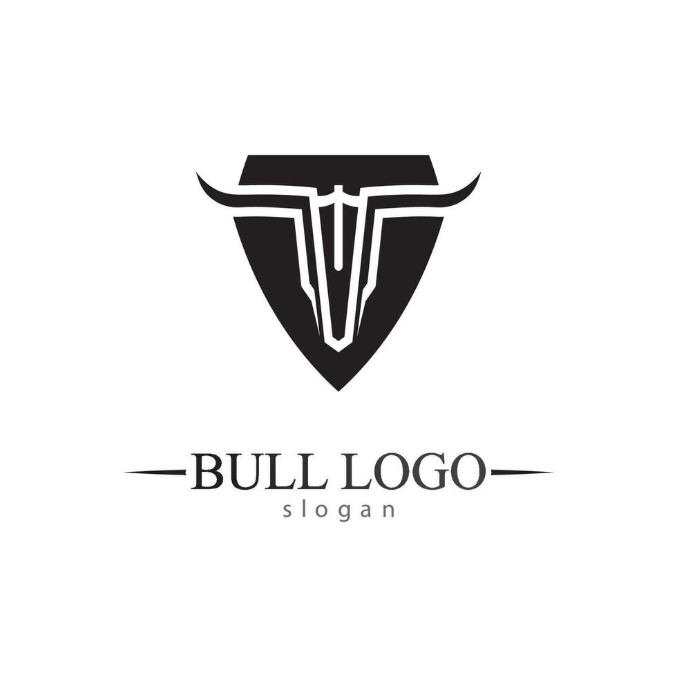 Bull horn and buffalo logo and symbols template icons app vector