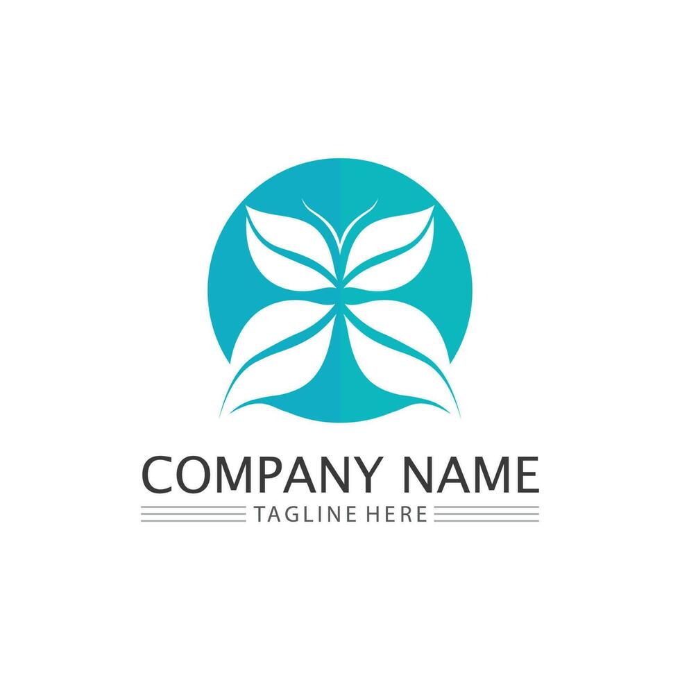 LEAF AND NATURE TREE LOGO FOR BUSINESS VECTOR GREEN PLANT ECOLOGY DESIGN