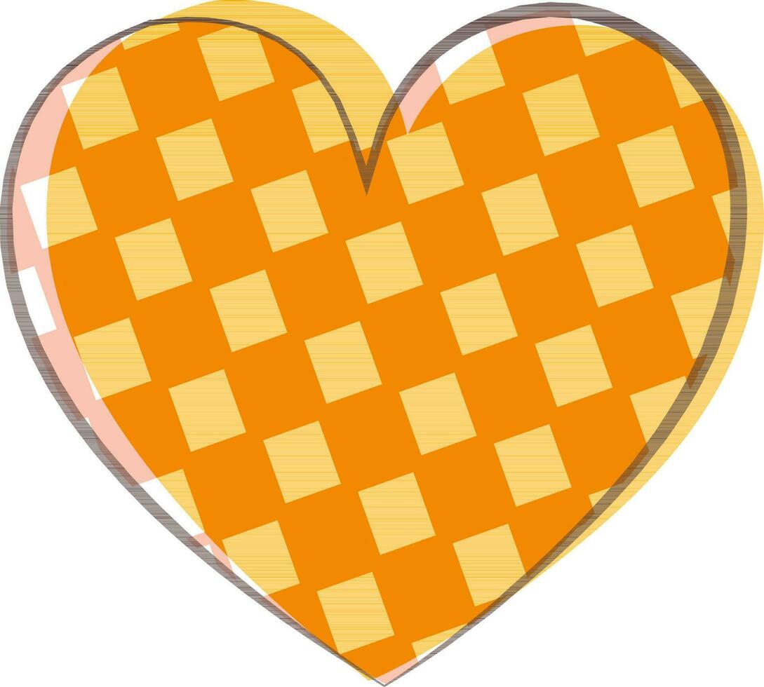 Yellow and orange checkered heart design. vector