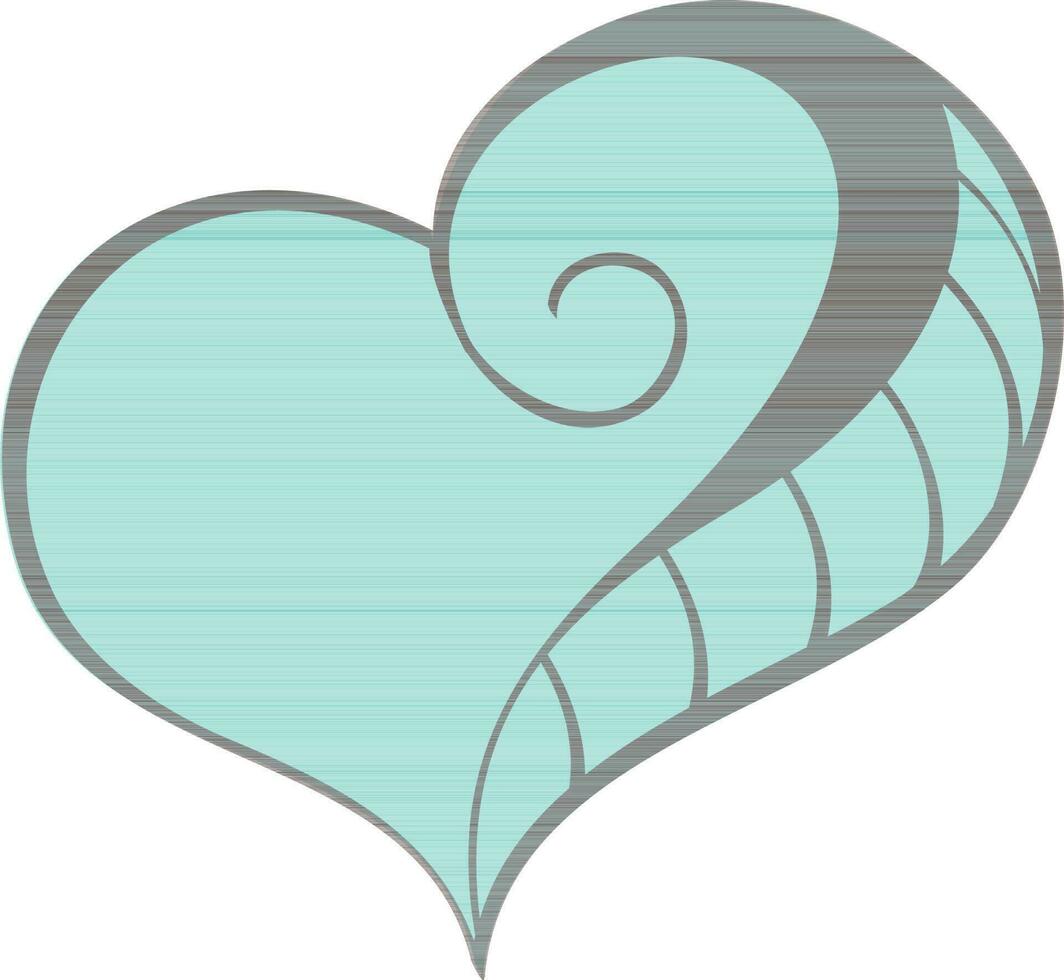 Decorative green heart in flat style. vector
