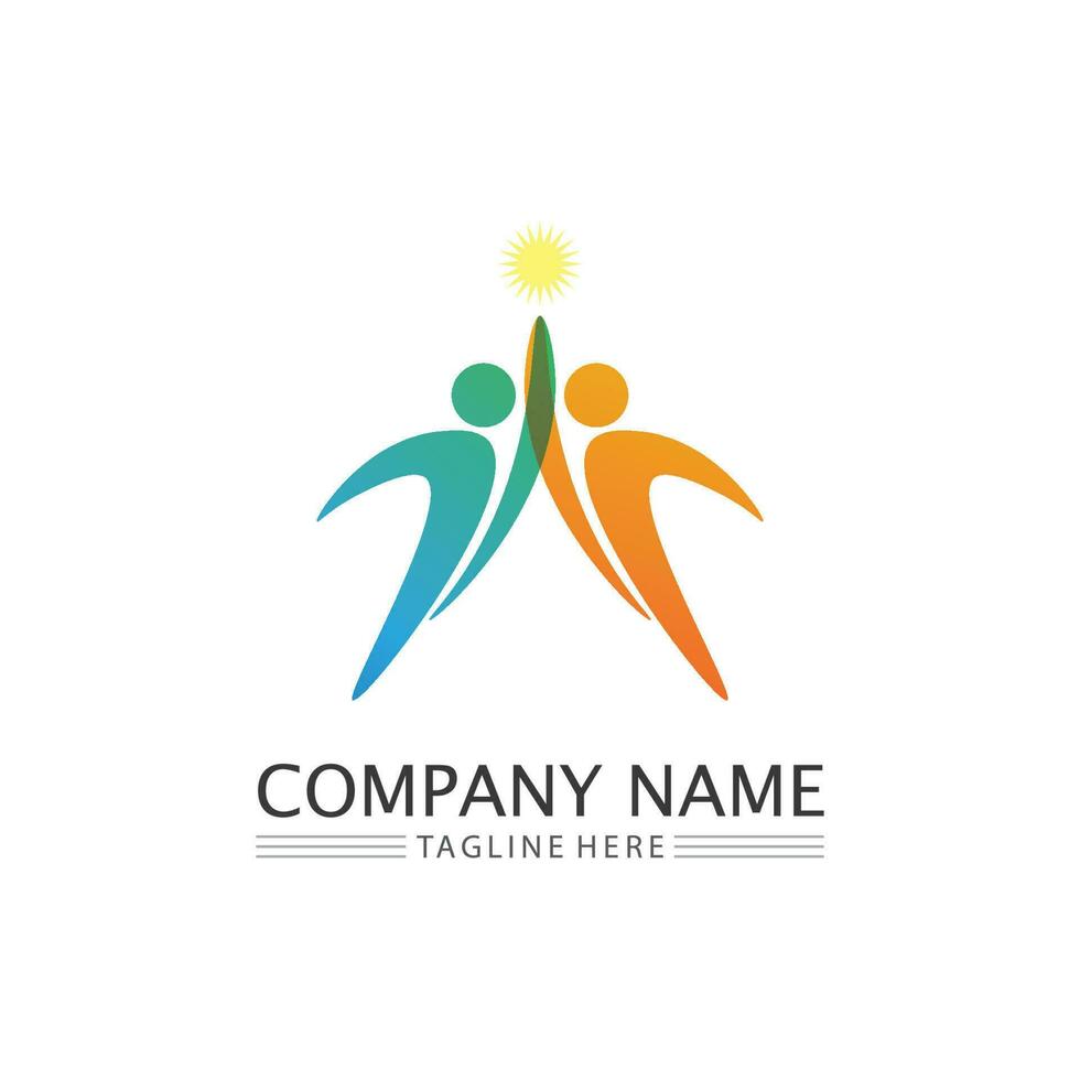 People logo, Team, Succes people work, Group and Community, Group Company and Business logo vector and design Care, Family icon Succes logo