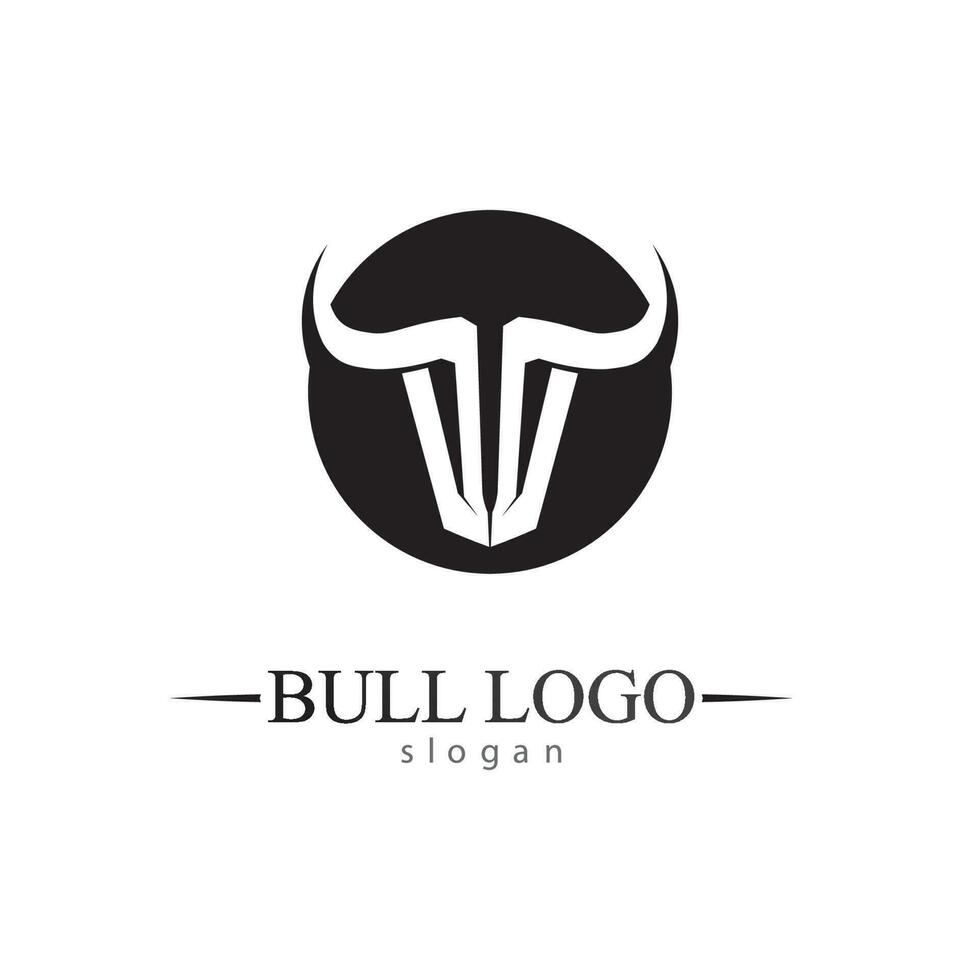 Bull horn and buffalo logo and symbols template icons app vector