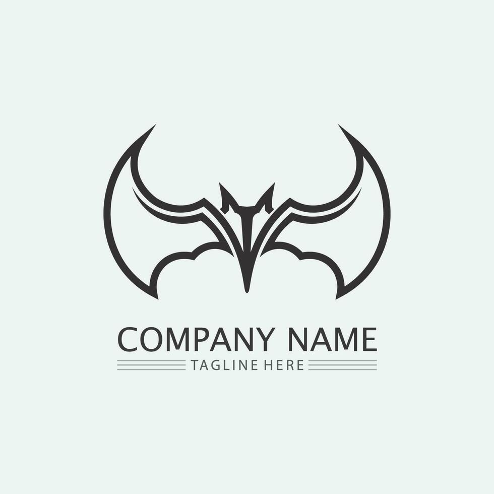 Bat logo animal and vector, wings, black, halloween, vampire, gothic, illustration, design bat icon vector