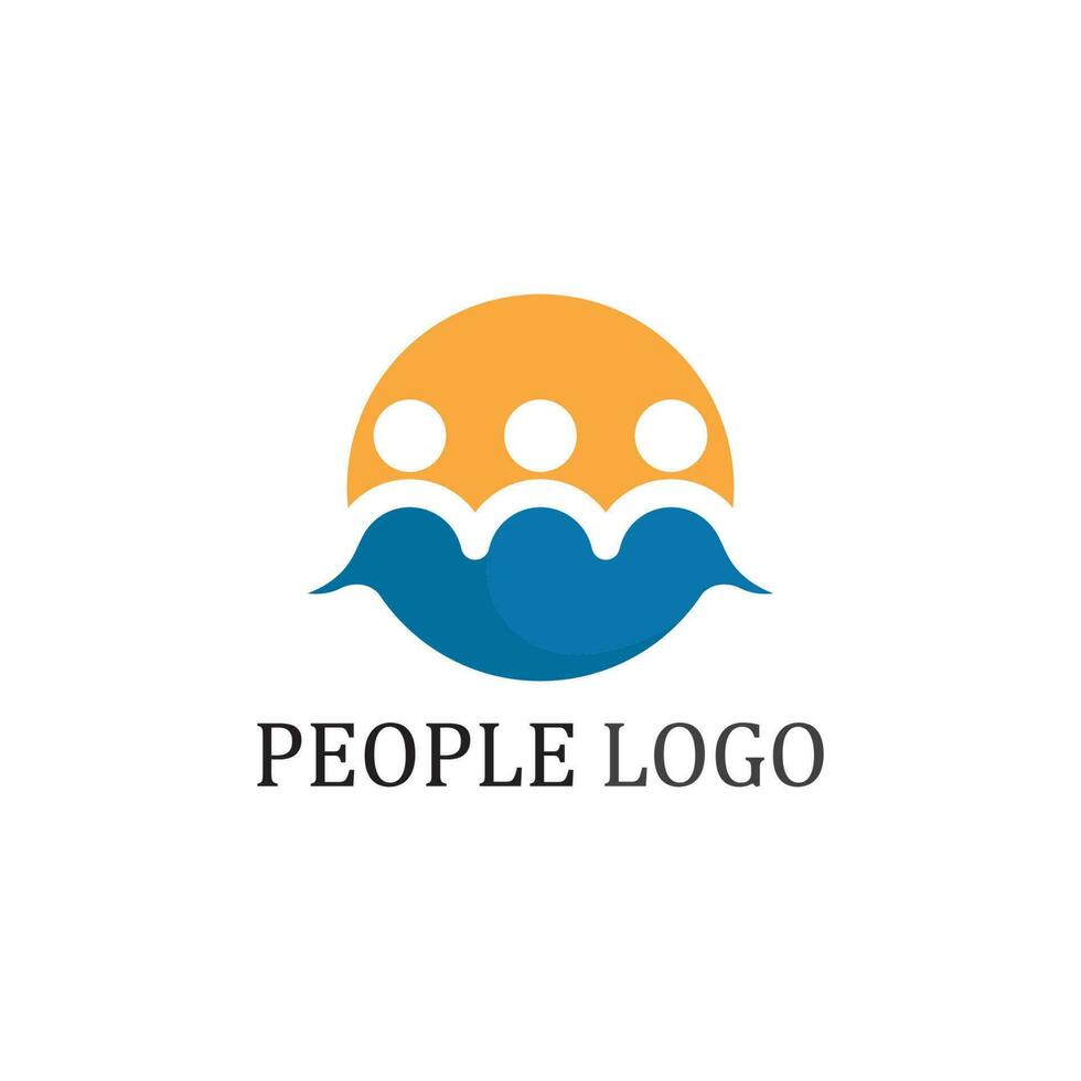 logotipo de personas, equipo, trabajo exitoso de personas, grupo y comunidad, logotipo de empresa y negocio de grupo y cuidado de diseño, icono familiar logotipo de éxito vector