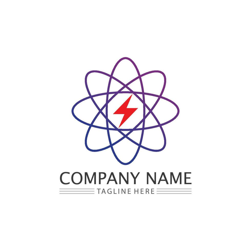 the power vector, flash ogo and thunderbolt and icon electricity illustration template design vector