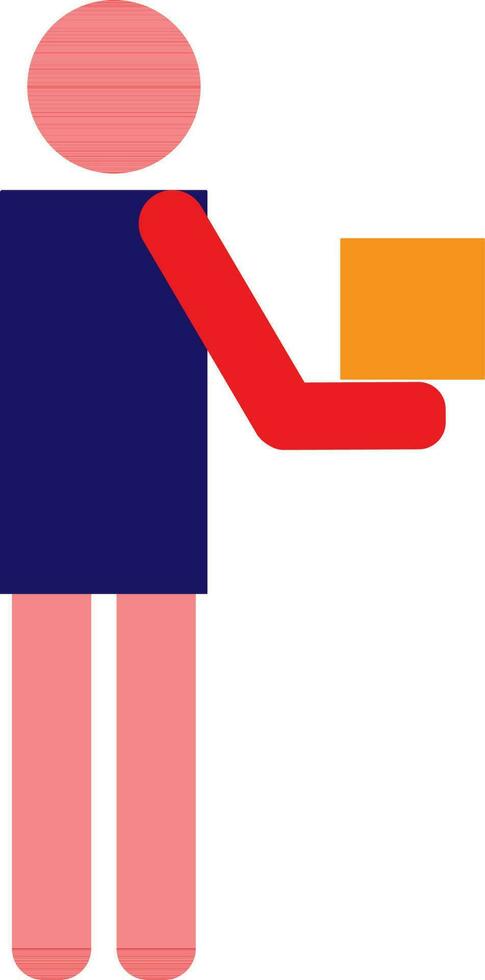 Character of faceless human holding box. vector