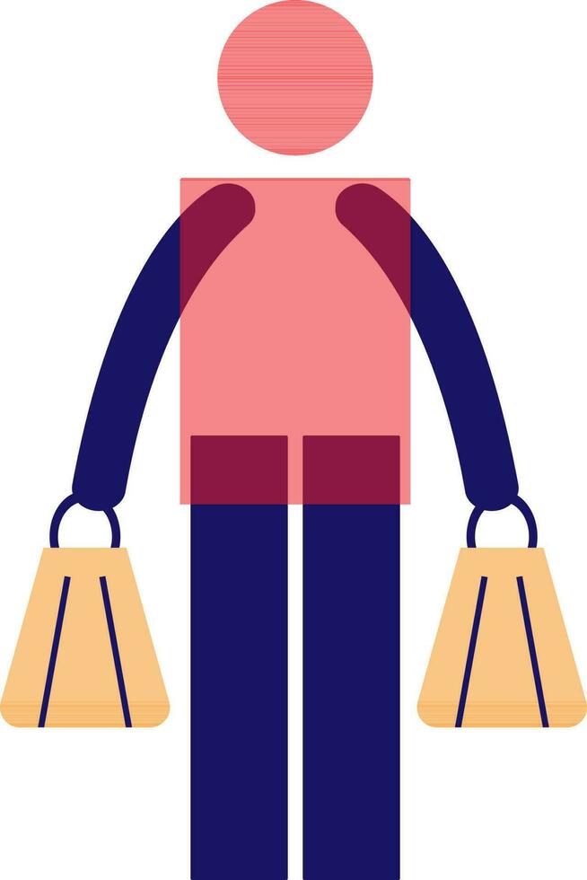 Character of faceless human holding bags. vector