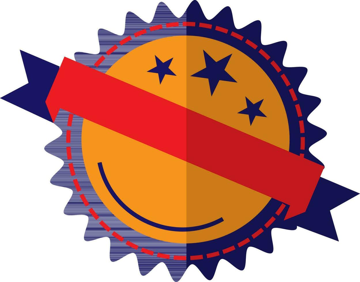 Sticker decorated with ribbon and stars. vector