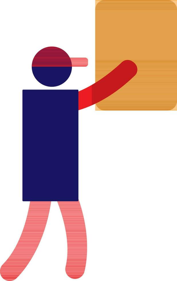 Character of faceless human holding box. vector