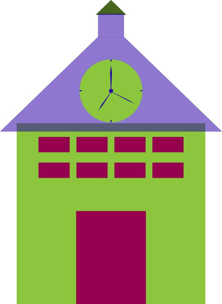 Hut in green, pink and blue color. vector