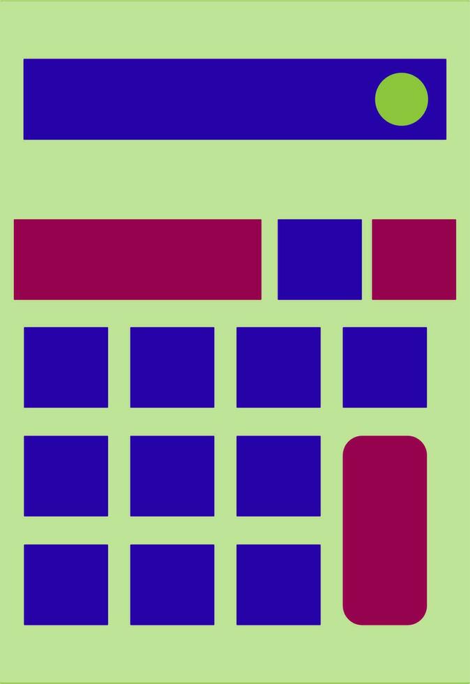 Isolated pink, blue and green calculator. vector