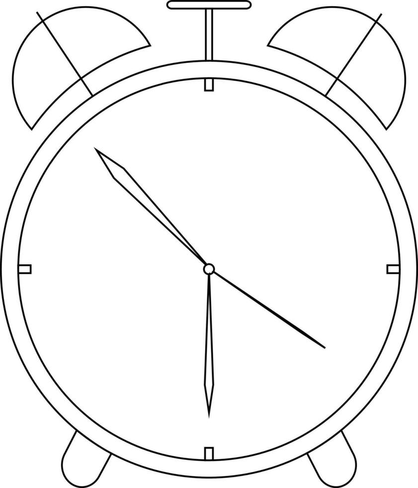 Black line art alarm watch. vector