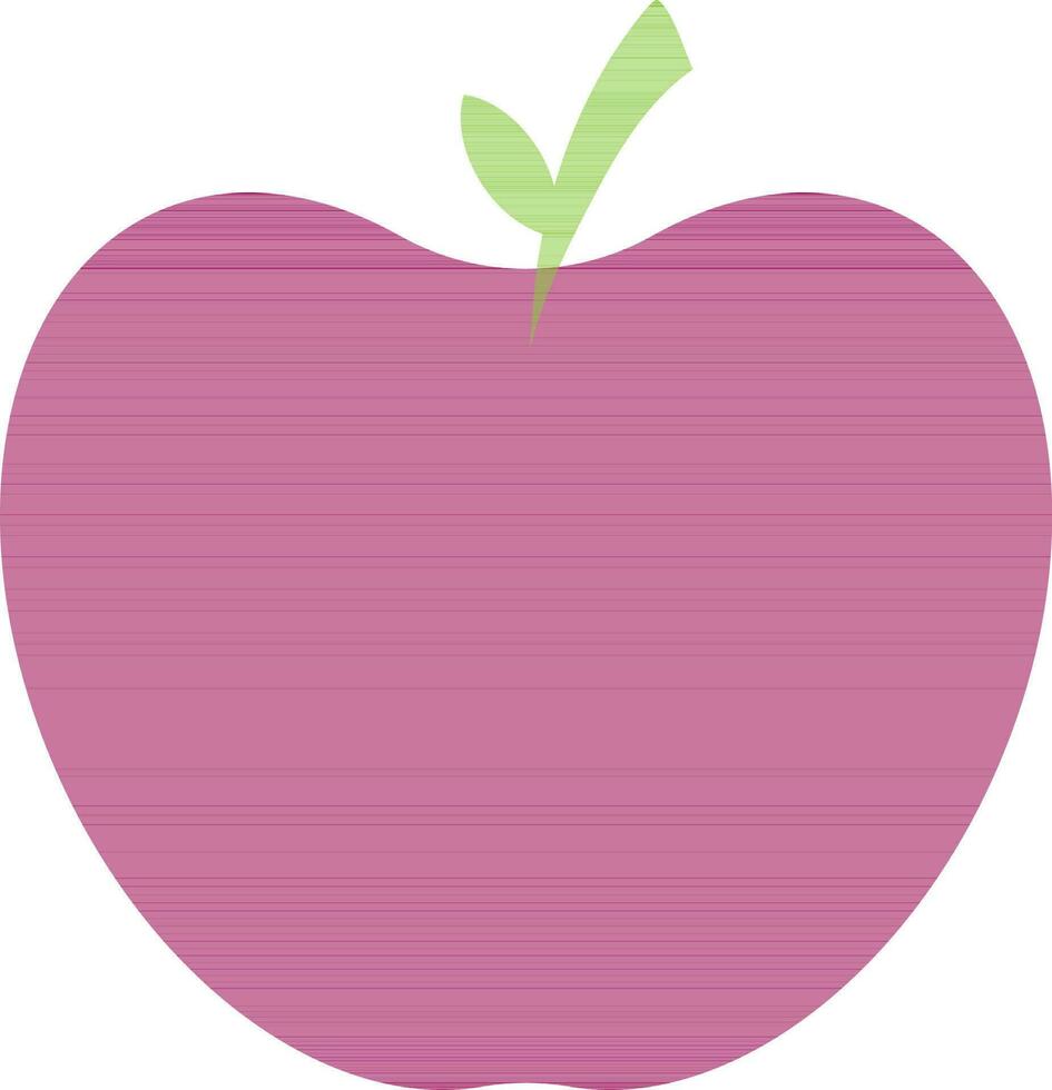 Pink apple with green leaf. vector