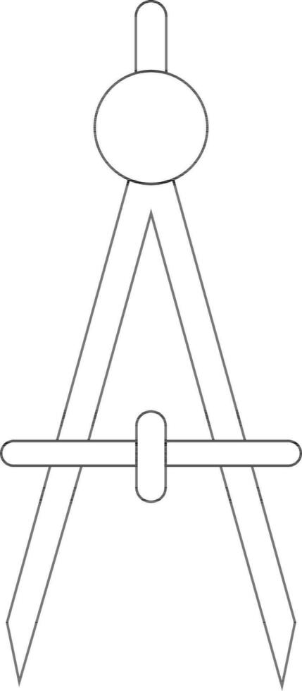 Drawing compass in line art illustration. vector