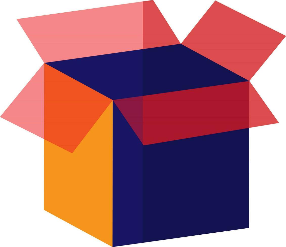 Illustration of a box in blue and red color. vector