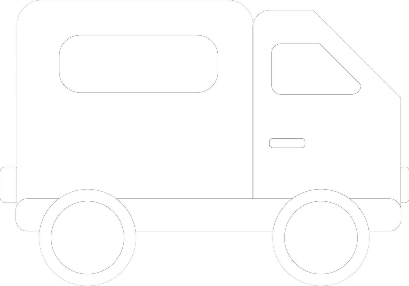 Line art illustration of a truck in flat style. vector
