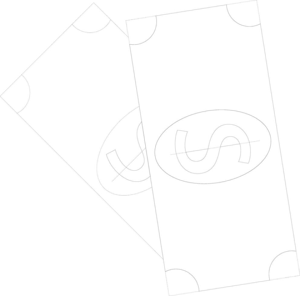 Black line art illustration of money. vector