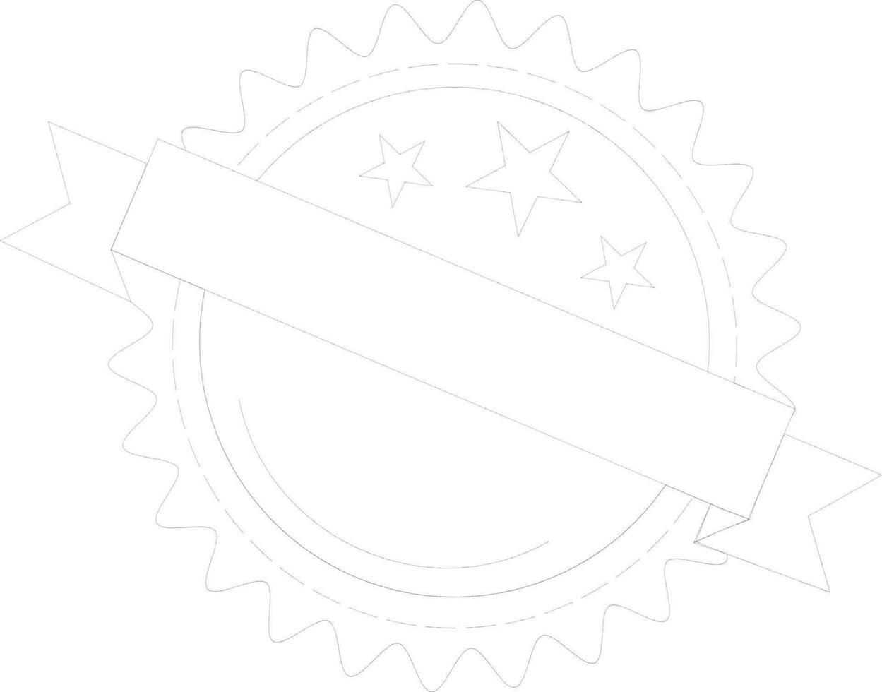 Line art sticker decorated with ribbon and stars. vector