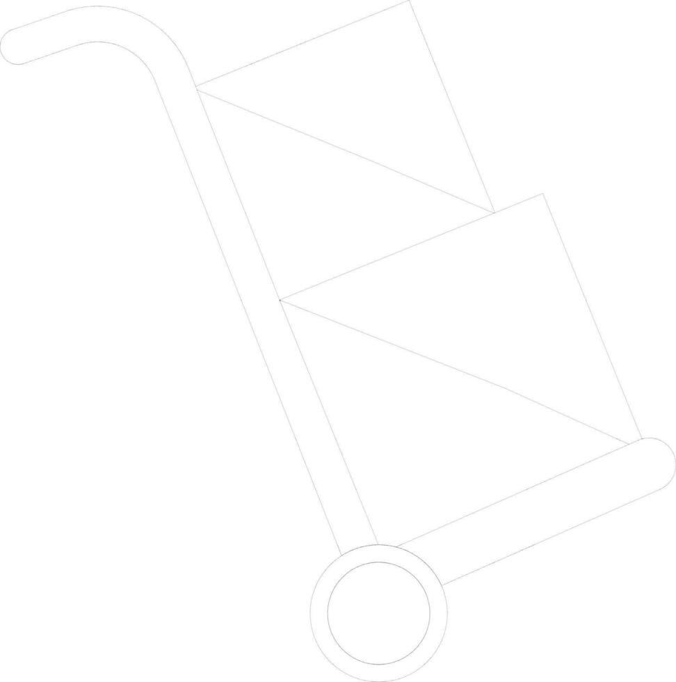 Flat style trolley with box made by black line art. vector