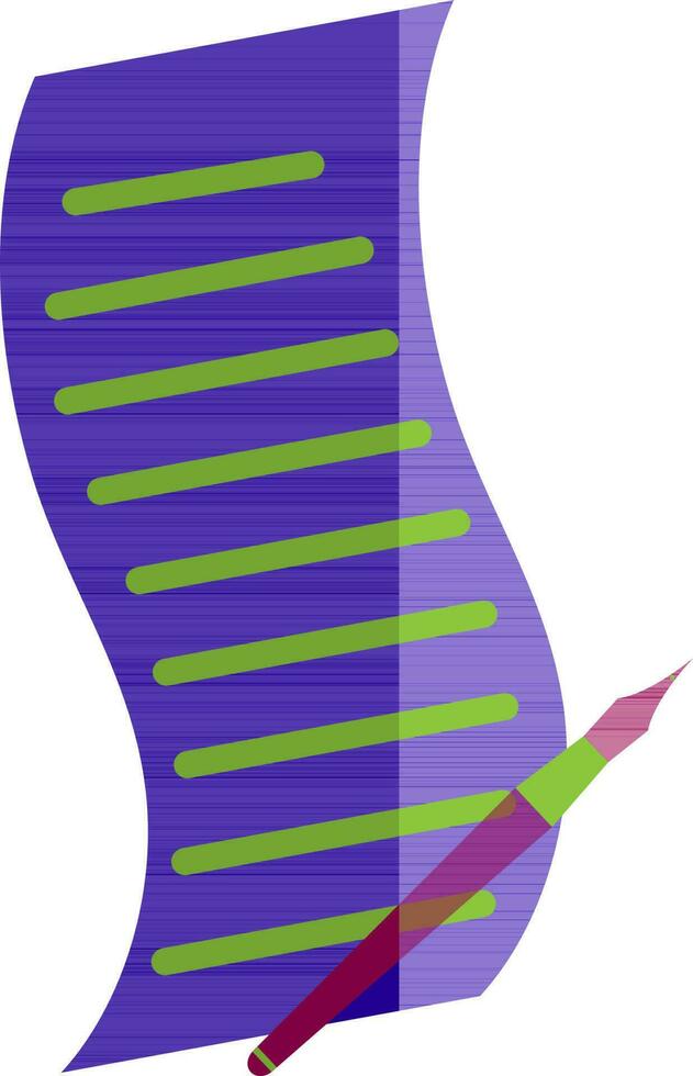 Paper with pencil in blue and green color. vector
