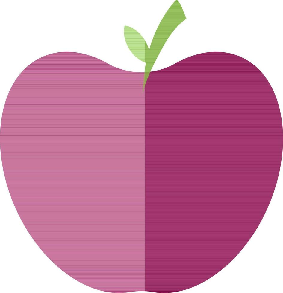 Pink apple with green leaf. vector