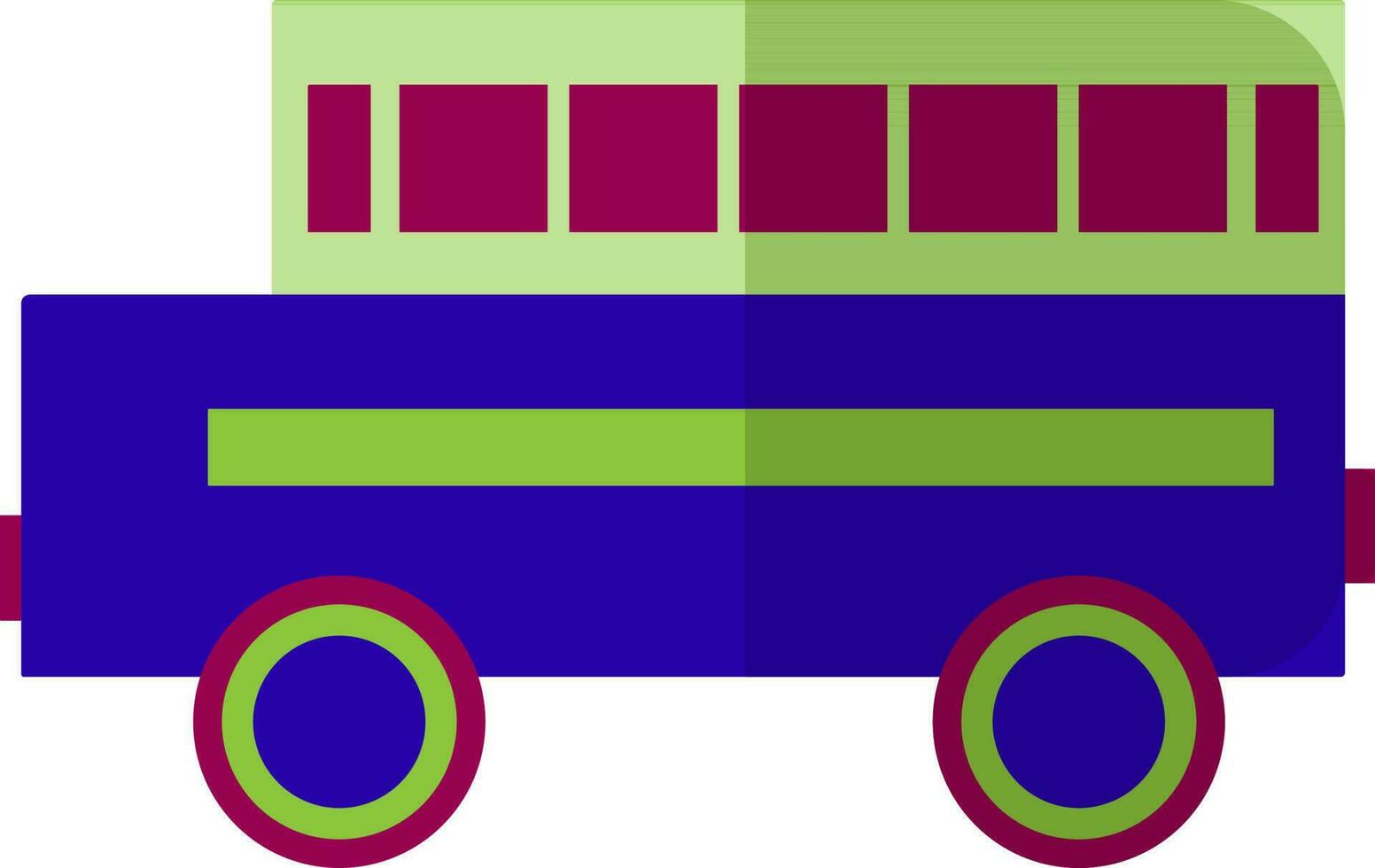 Pink, blue and green truck in flat style. vector