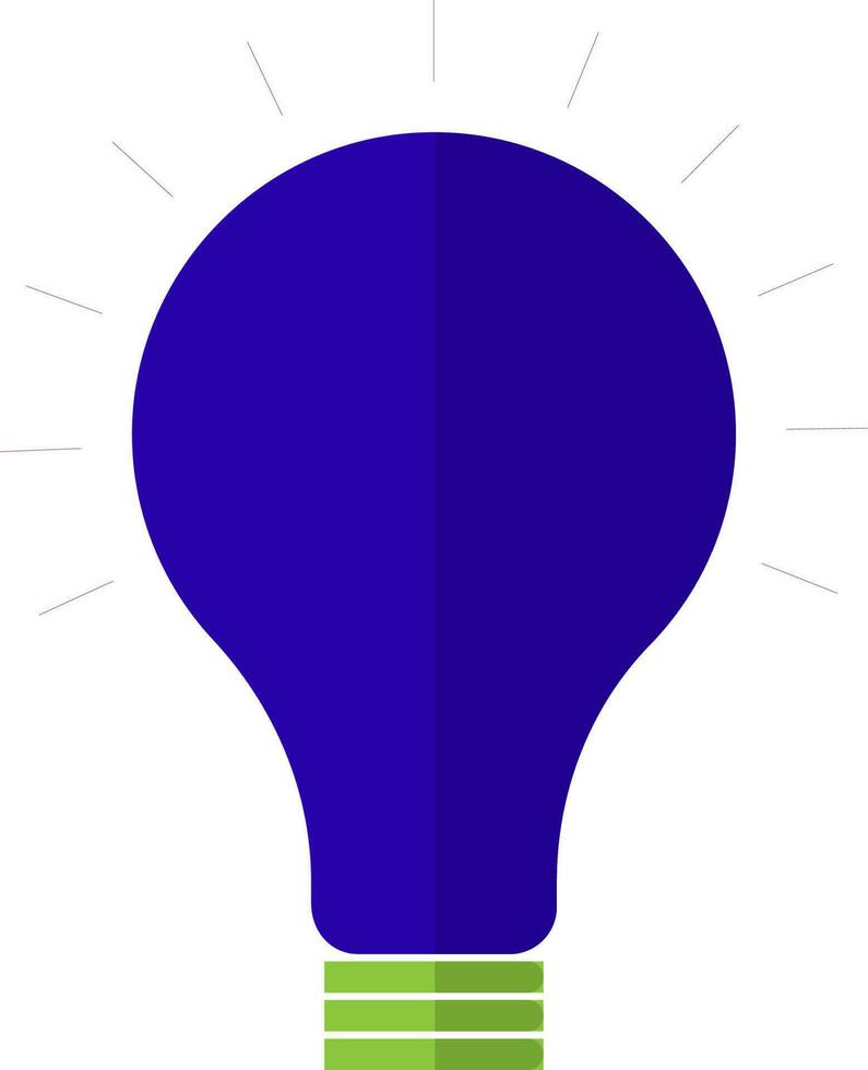 Electric bulb with rays made by blue color. vector