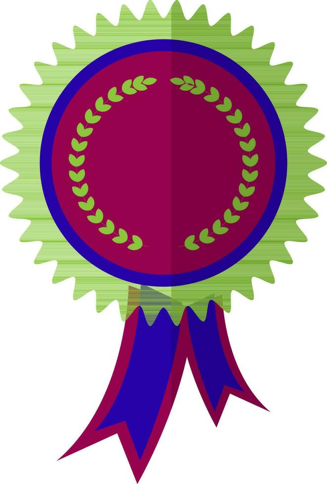 Pink, green and blue badge. vector