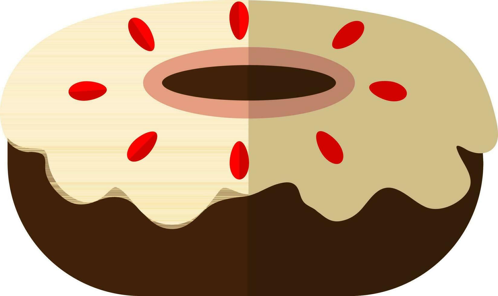 Brown donut in flat style. vector