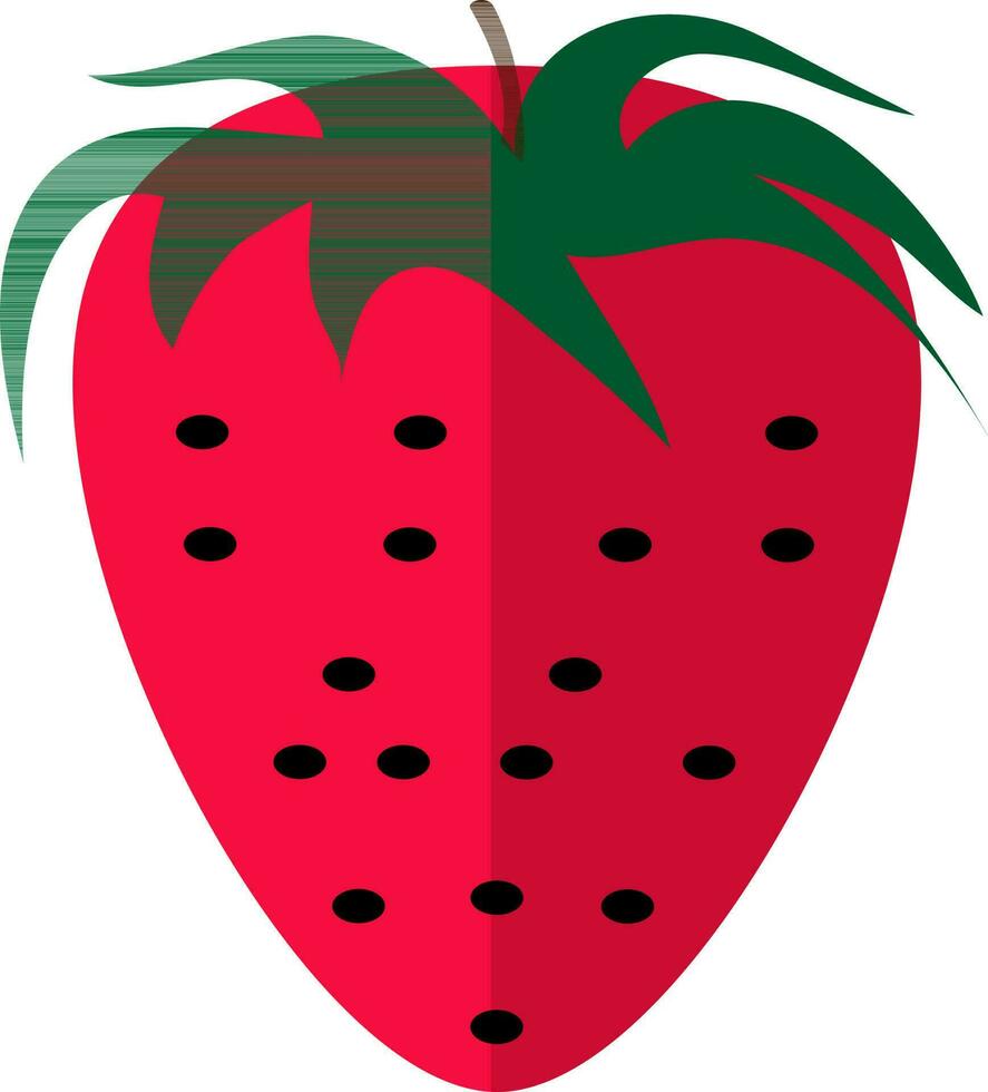 Flat style strawberry in pink and green color. vector