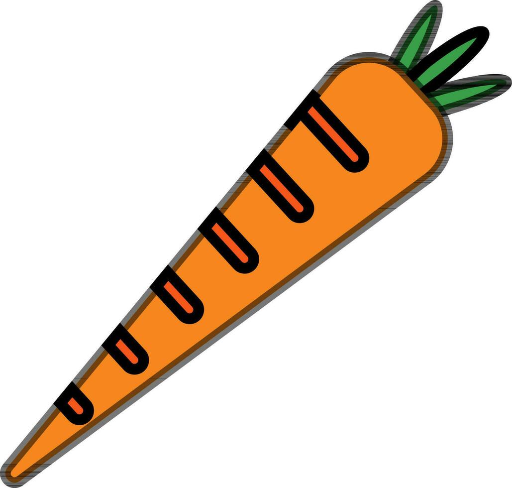 Orange carrot with green leaves. vector
