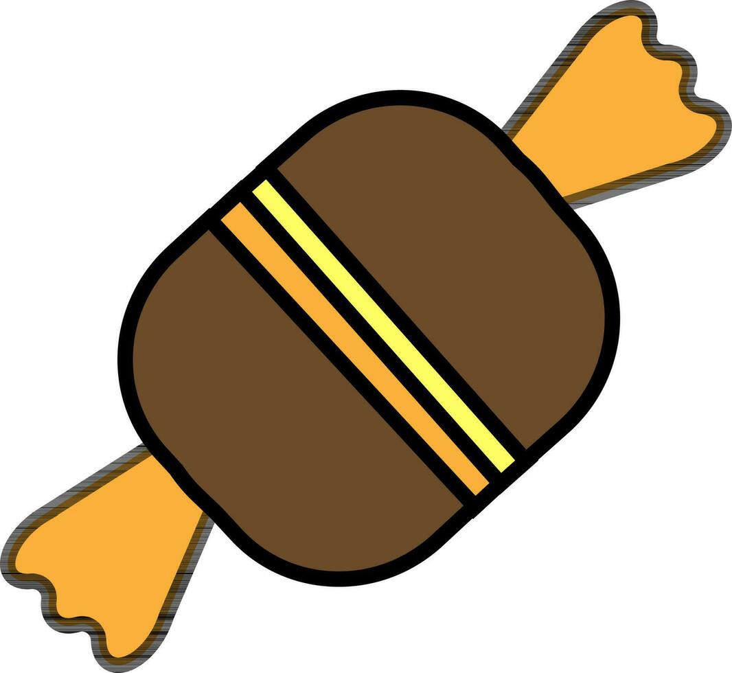 Brown and orange candy in flat style. vector