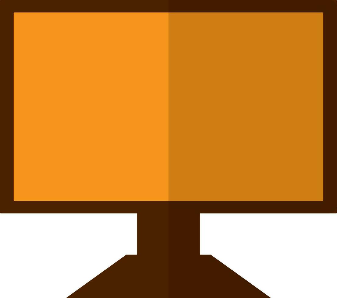 Orange and brown computer in flat style. vector