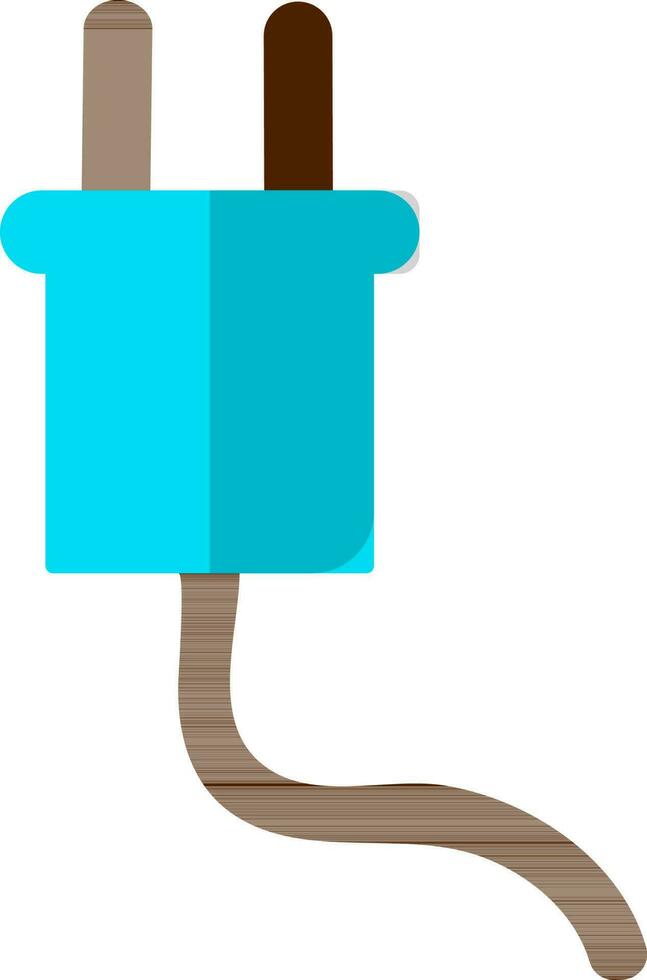Flat style electric plug in blue and brown color. vector