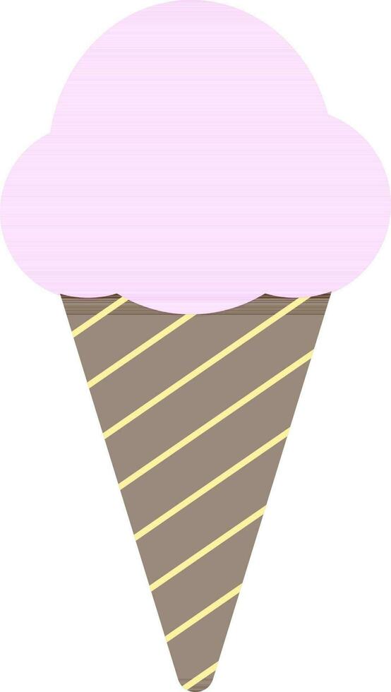 Pink and brown decorated cone ice cream. vector