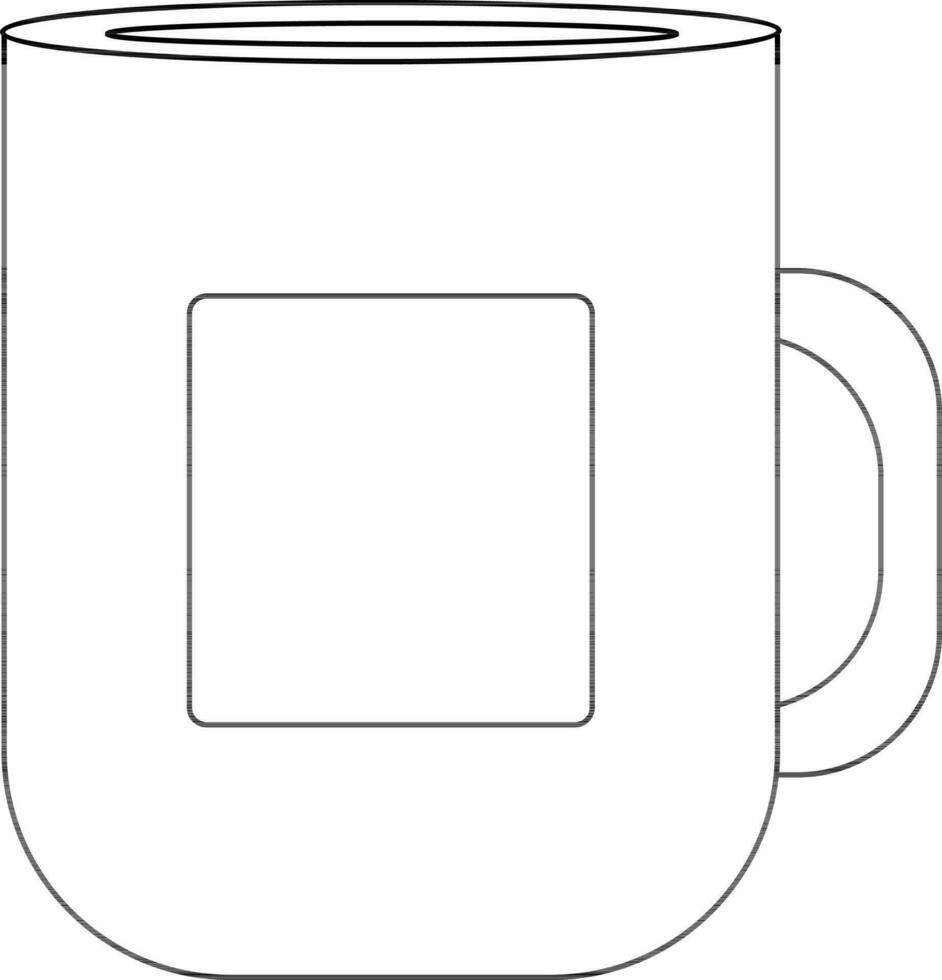 Flat style black line art mug on white background. vector