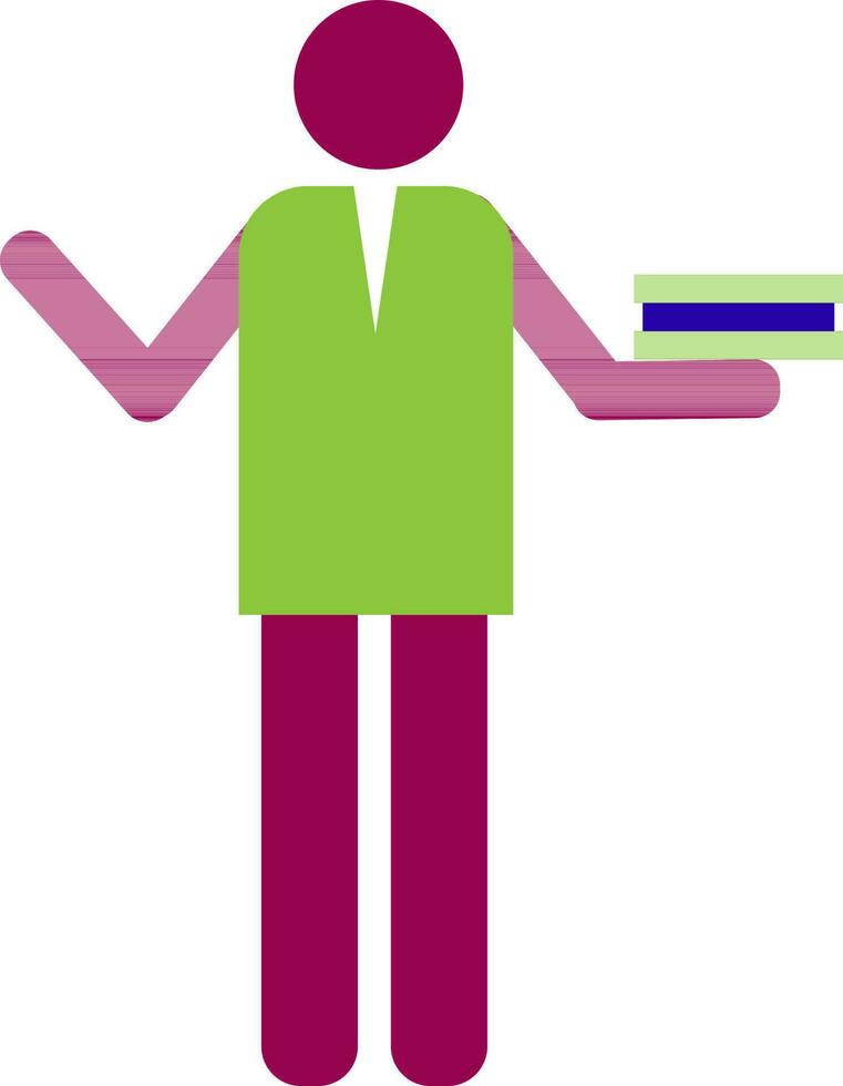 Character of faceless man holding books. vector